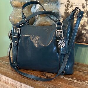 RARE COACH 2010 Alexander Shiny Teal Shoulder Bag like new condition